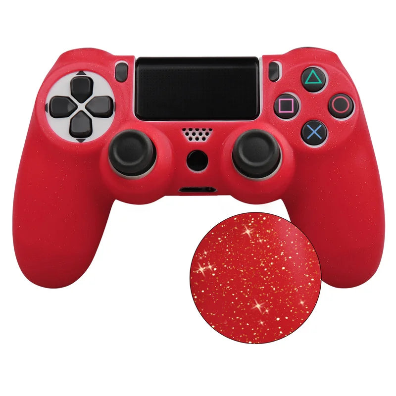 Sparkle Glittery Soft Silicone Protective Case for PS4 Controller – Joystick Cover for PlayStation 4 Gamepad