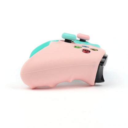 Pink & Blue Soft Silicon Controller Cover For Xbox One with Thumbstick Grip Caps