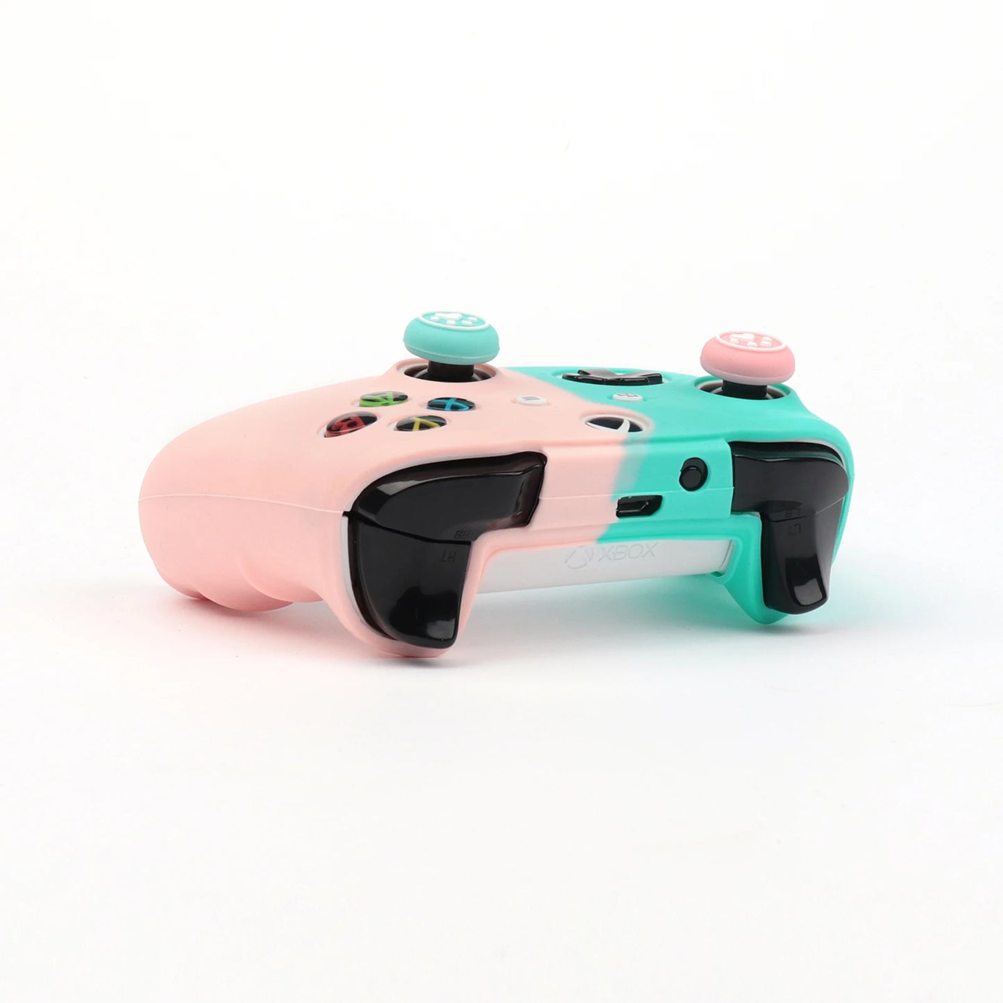 Pink & Blue Soft Silicon Controller Cover For Xbox One with Thumbstick Grip Caps