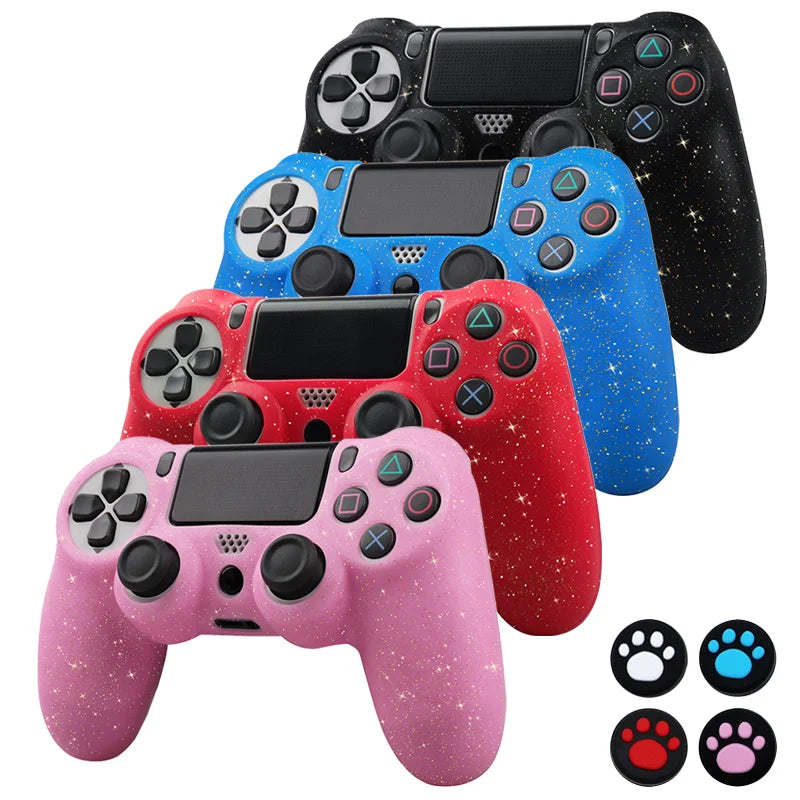 Sparkle Glittery Soft Silicone Protective Case for PS4 Controller – Joystick Cover for PlayStation 4 Gamepad