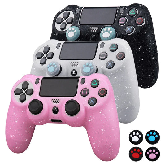 Sparkle Glittery Soft Silicone Protective Case for PS4 Controller – Joystick Cover for PlayStation 4 Gamepad