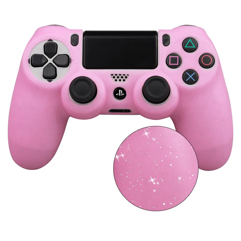 Sparkle Glittery Soft Silicone Protective Case for PS4 Controller – Joystick Cover for PlayStation 4 Gamepad